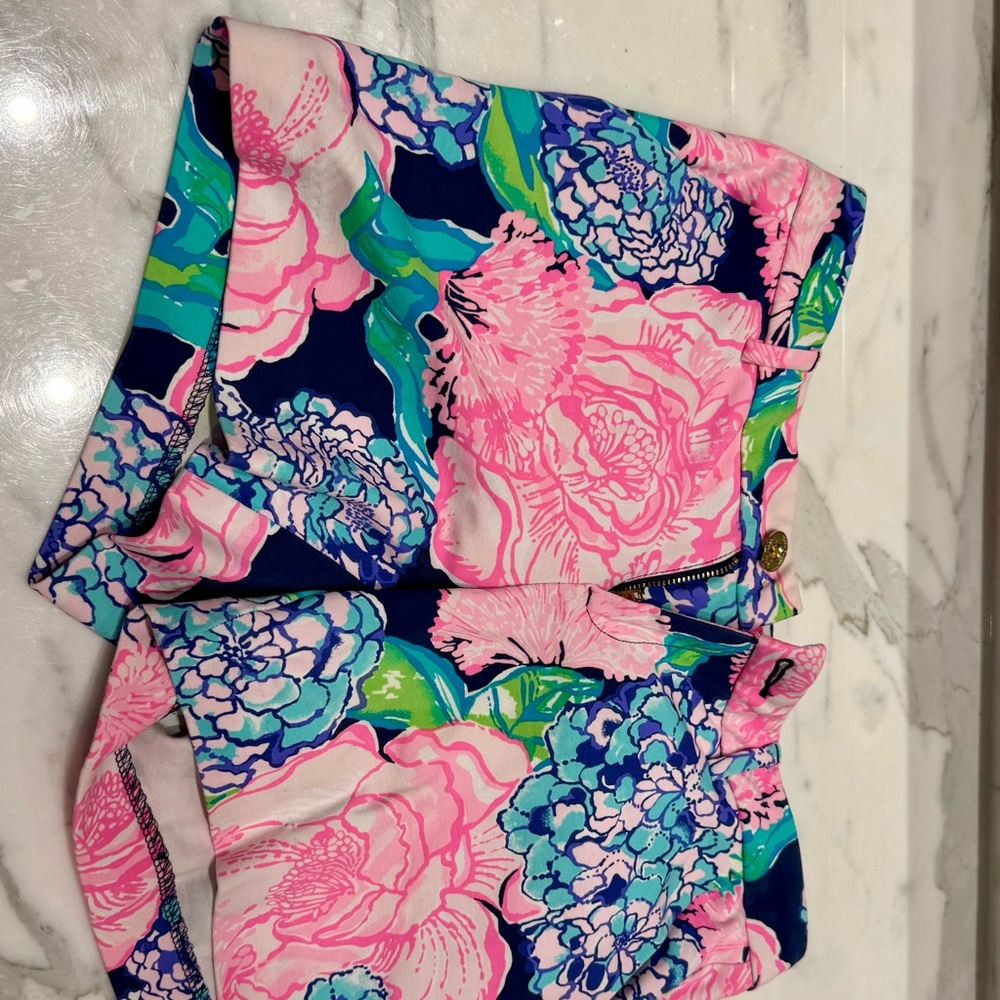 Floral Print Shorts in Pink and Blue